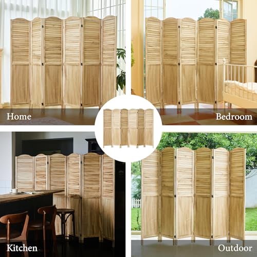 Room Partitions and Dividers, 5.6 Ft Tall Folding Wood Screen, 4 Panels S6959