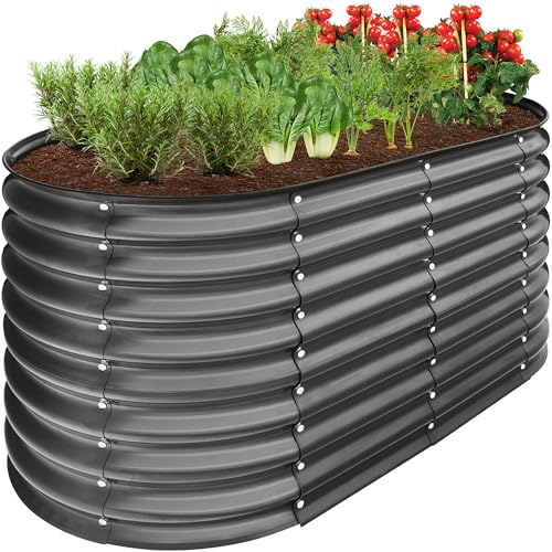 Best Choice Products 8x2x2ft Metal Raised Garden Bed Oval Planter Box for Vegetables, Herbs B5622