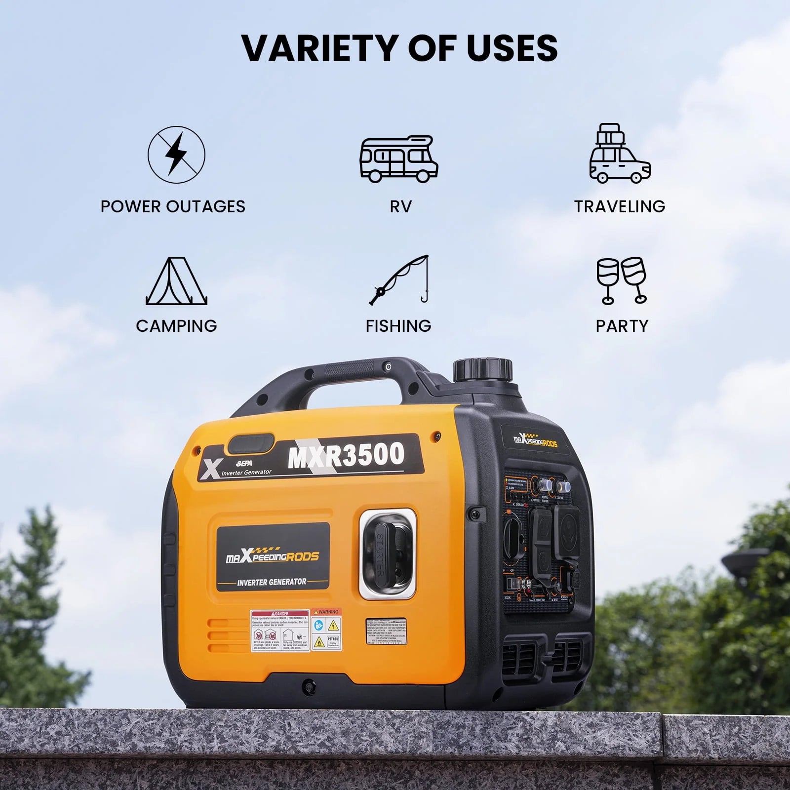 Portable Inverter Generator 3500W Ultralight Electric Start J9287