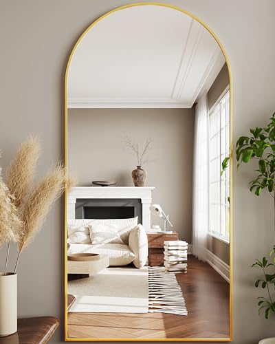Arched Full Length Floor Mirror 76"x34" Black Freestanding I957