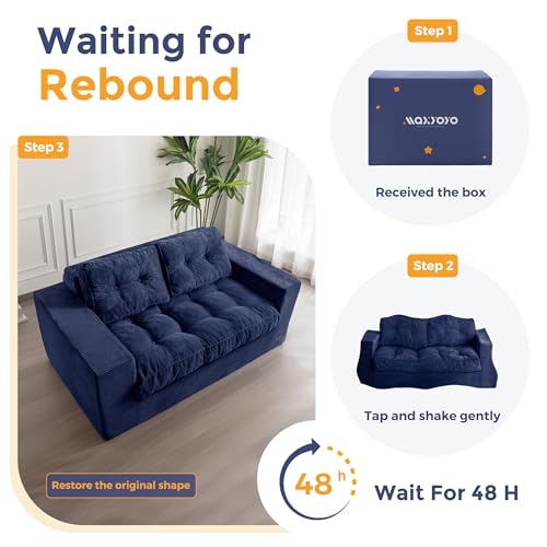 MAXYOYO 3 Seater Boneless Floor Sofa with Tufted Cushion, Beige A96326
