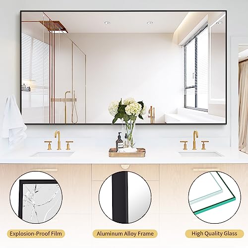 Koonmi Large Full Length Mirror with Stand, Aluminum Alloy Frame, Black G7504