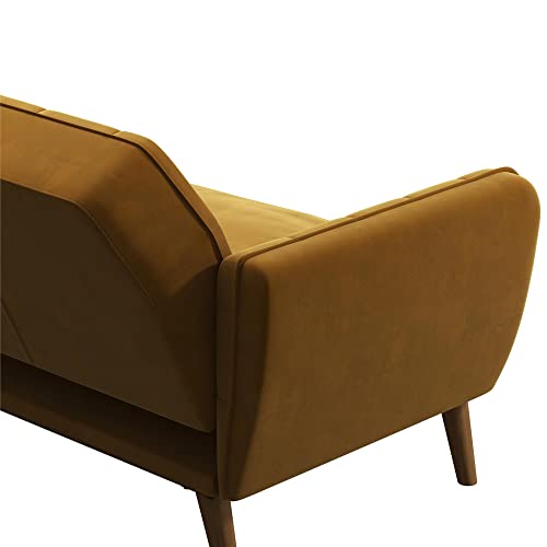 Novogratz Tallulah Memory Foam Futon Convertible Couch, Camel Faux Leather F5939