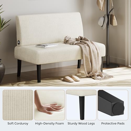 Yaheetech Small Mini Sofa Couch Armless Loveseat Futon Corduroy Beige M329389