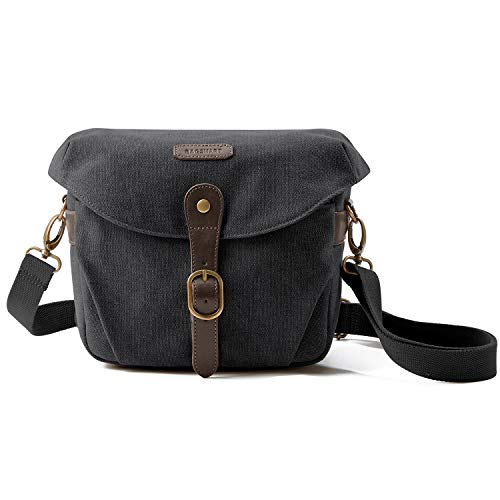 BAGSMART Canvas Crossbody Camera Bag with Rain Cover, Khaki U43920
