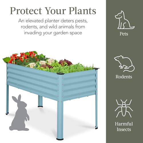 Best Choice Products 48x24x30in Galvanized Raised Garden Bed, Metal Elevated Planter Box, Dark Green S888804