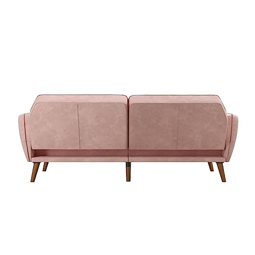 Novogratz Tallulah Memory Foam Futon Convertible Couch, Camel Faux Leather F5939
