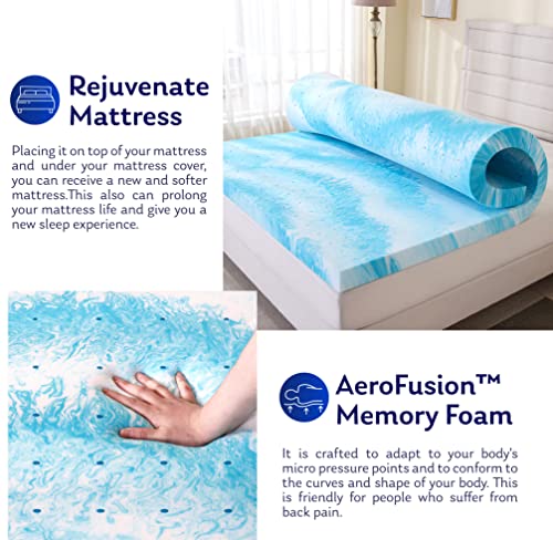 EGO Topper 2 Inch Twin Memory Foam Mattress Topper, Gel Infused, CertiPUR-US Certified F677