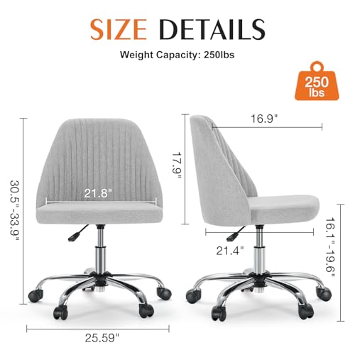 Sweetcrispy Armless Office Chair with Wheels, Adjustable Swivel Task Chair S259576