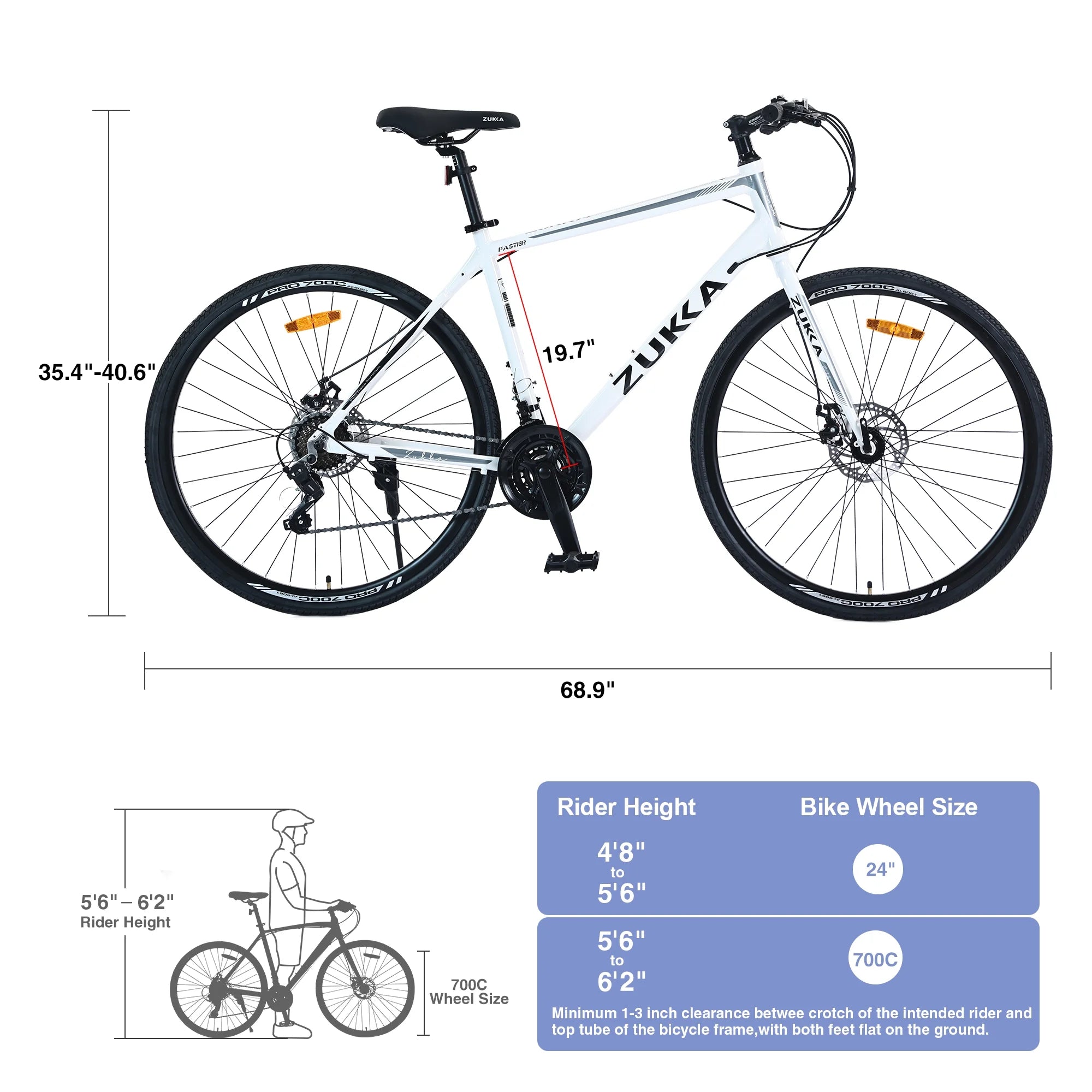 RooRuns 21 Speed Hybrid Bike Disc Brake 700C City Bicycle G1489