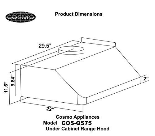 Cosmo COS-QS75 Pro-Style Under Cabinet Range Hood K582710