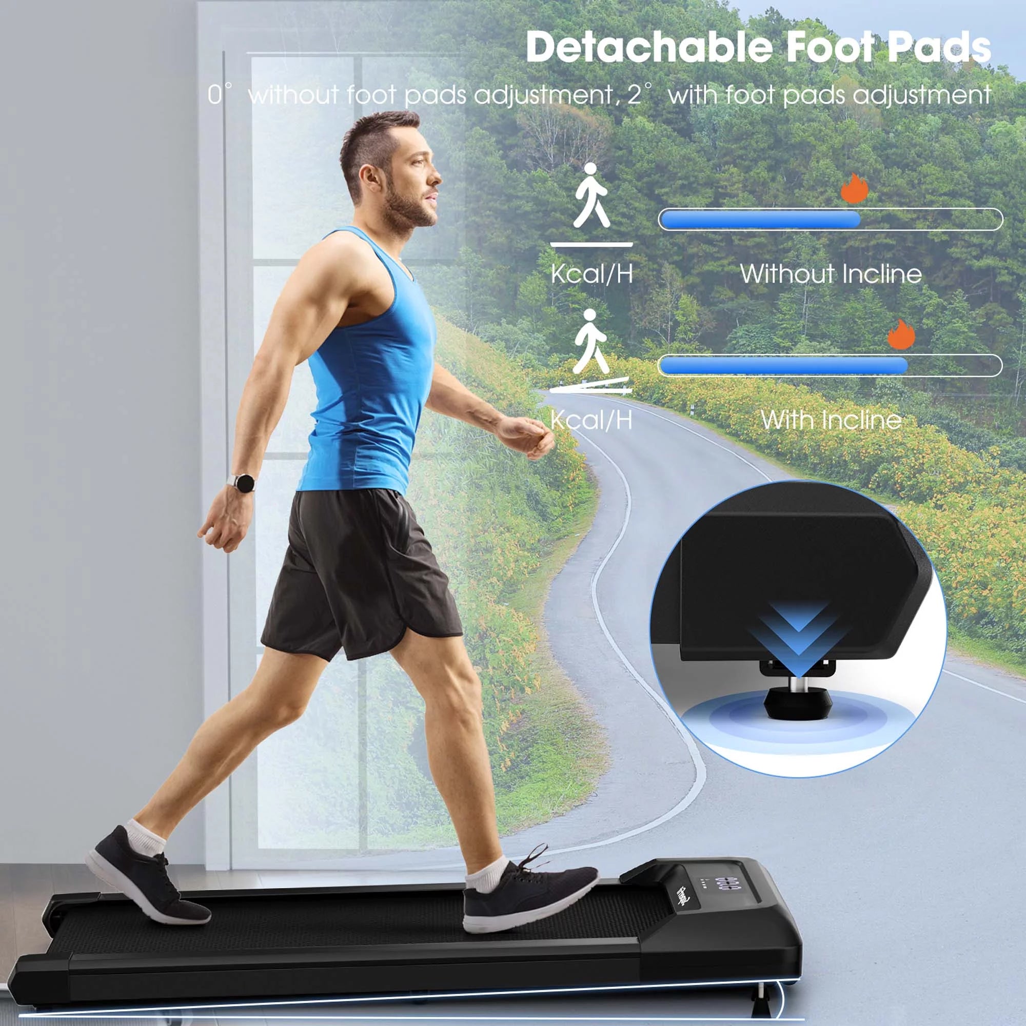 SuperFit Walking Pad Under Desk Treadmill with Remote Control, Black G33180