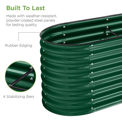 Best Choice Products 8x2x2ft Metal Raised Garden Bed Oval Planter Box for Vegetables, Herbs B5622