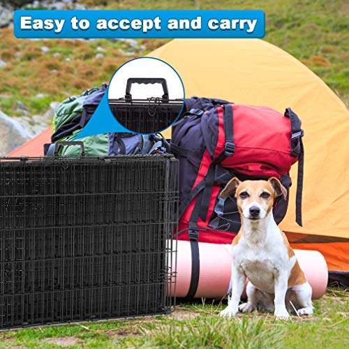 BestPet 42 Inch Folding Metal Wire Dog Crate with Double-Door and Removable Tray O49217