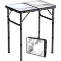 Folding Camping Table with Storage Net, 3 Adjustable Height Max 27.5" Aluminum Small Folding Table, Portable Table with Carry Handle, Lightweight, for Outdoor Indoor Travel Camping Picnic