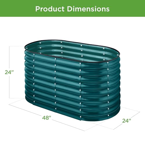 Best Choice Products 8x2x2ft Metal Raised Garden Bed Oval Planter Box for Vegetables, Herbs B5622