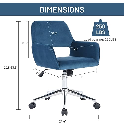FurnitureR Fabric Upholstered Office Chair with Wheels, Adjustable Mid Back, Beige O766754