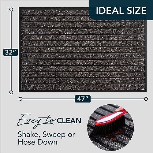 ubdyo Extra Durable Door Mat Non-Slip Outdoor Entrance 30" x 17" Bright Brown W5648