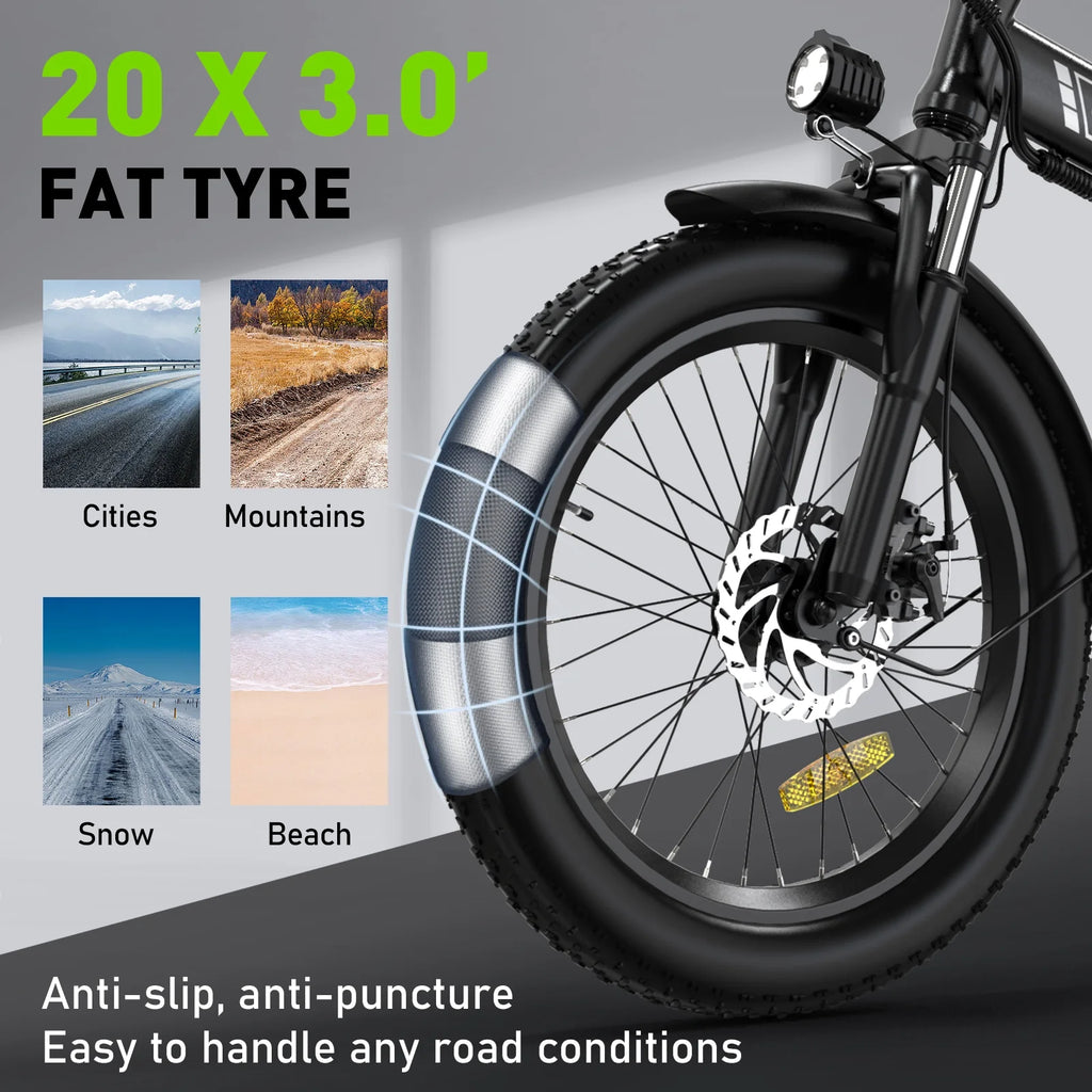 COLORWAY 20x3.0 Fat Tire Electric Bike, Foldable Mountain E-Bike with 500W Motor Y6526
