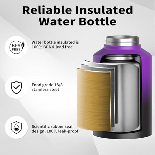 128oz Insulated Stainless Steel Water Bottle with Handle, Black W803