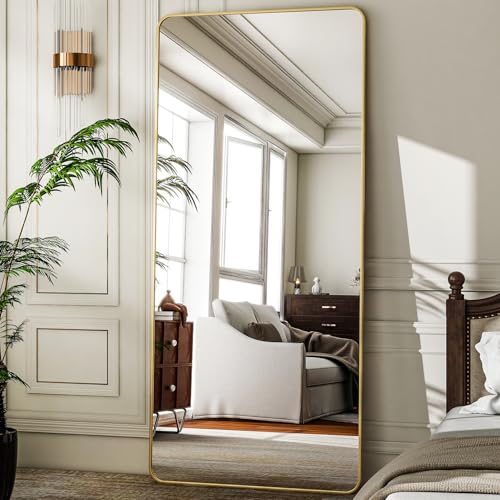 HARRITPURE 56" x 21" Rounded Full Length Floor Mirror with Aluminum Frame I85546