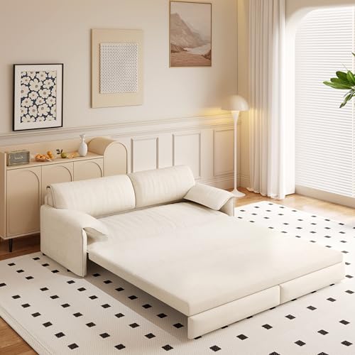 Queen Size Futon Sofa Bed with 2 Pillows, Blue V9731