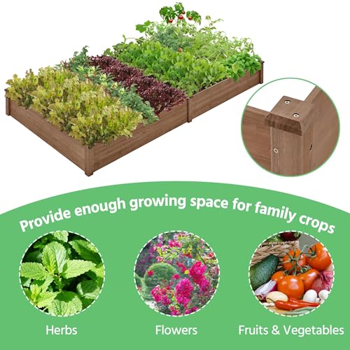 Yaheetech 8×2ft Wooden Raised Garden Bed for Flowers Vegetables Herbs Outdoor E283112