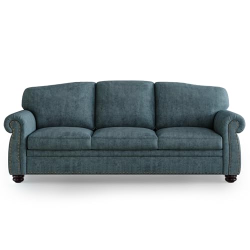 90 Inch Nailhead Trim Chenille Sofa for Living Room, Beige L968714