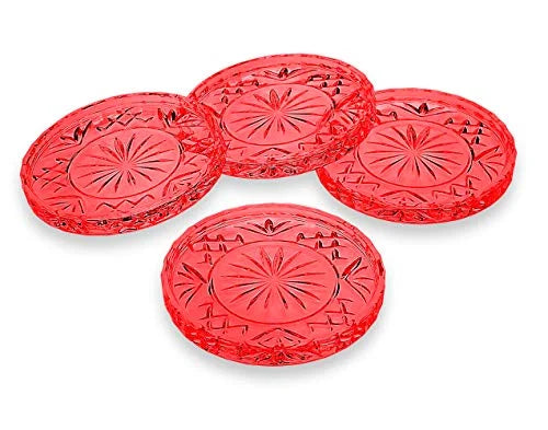 Dublin Crystal Red Coasters, Set of 4 V13763