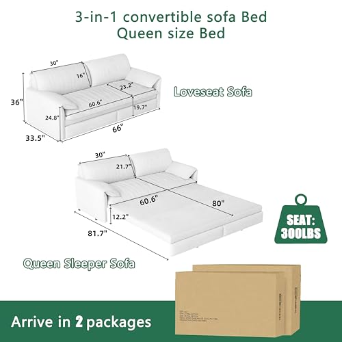 Queen Size Futon Sofa Bed with 2 Pillows, Blue V9731