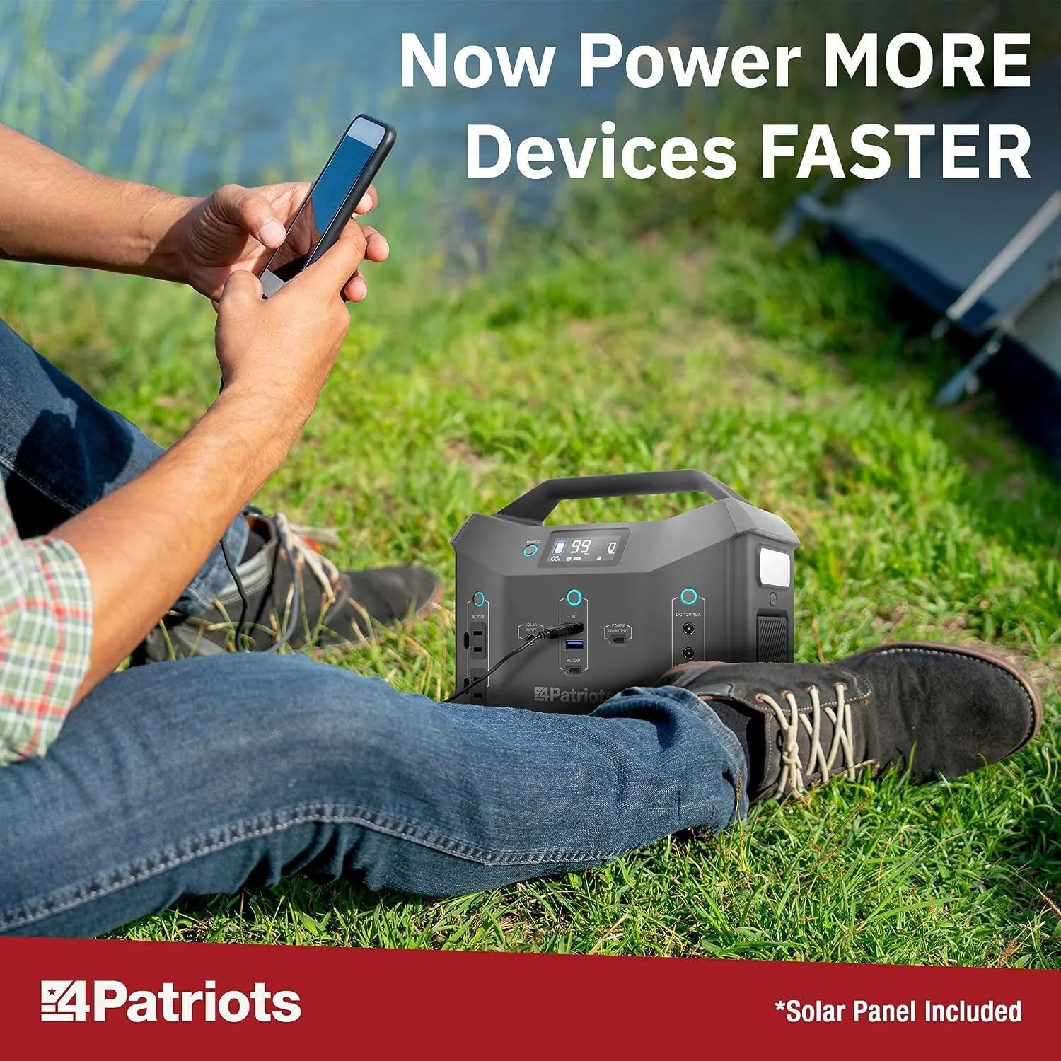4Patriots Patriot Power Sidekick Solar Generator 300Wh Portable Power Station with 40W Solar Panel X245