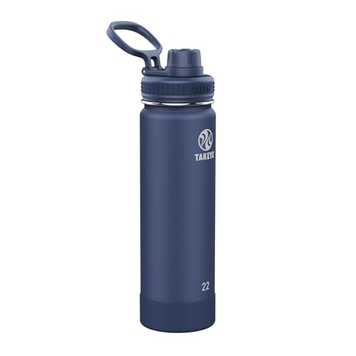 Takeya Actives Water Bottle with Spout Lid, 18 oz, Midnight Blue W579