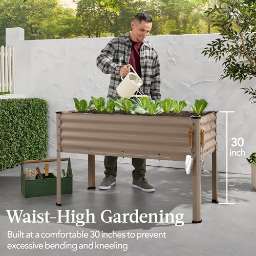 Best Choice Products 48x24x30in Galvanized Raised Garden Bed, Metal Elevated Planter Box, Dark Green S888804