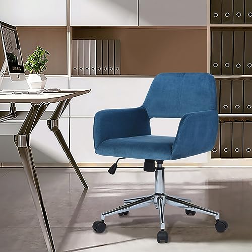 FurnitureR Fabric Upholstered Office Chair with Wheels, Adjustable Mid Back, Beige O766754