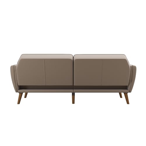 Novogratz Tallulah Memory Foam Futon Convertible Couch, Camel Faux Leather F5939