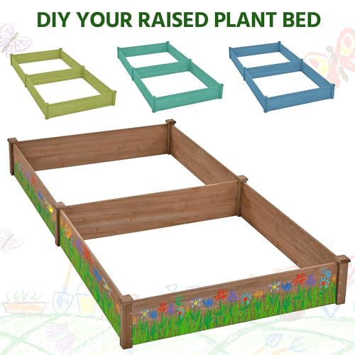 Yaheetech 8×2ft Wooden Raised Garden Bed for Flowers Vegetables Herbs Outdoor E283112
