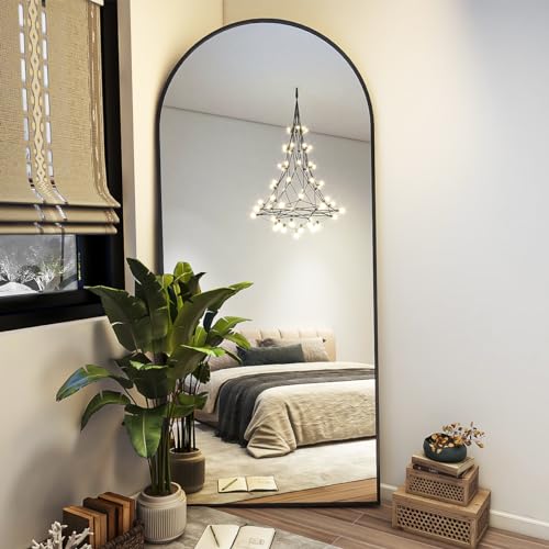 BEAUTYPEAK 65"x24" Arched Full Length Floor Mirror, Black D361