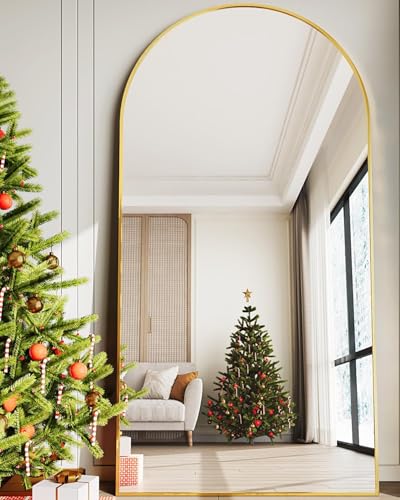 Arched Full Length Floor Mirror 76"x34" Black Freestanding I957