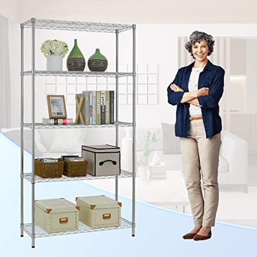 4 Tier NSF Wire Shelving Unit Heavy Duty Steel Storage Rack, Black X19089