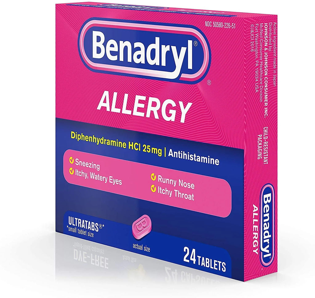 Benadryl Ultratabs Antihistamine Cold & Allergy Relief Tablets, 24 Ct W2632