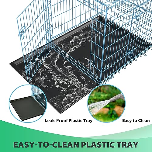 BestPet 42 Inch Folding Metal Wire Dog Crate with Double-Door and Removable Tray O49217