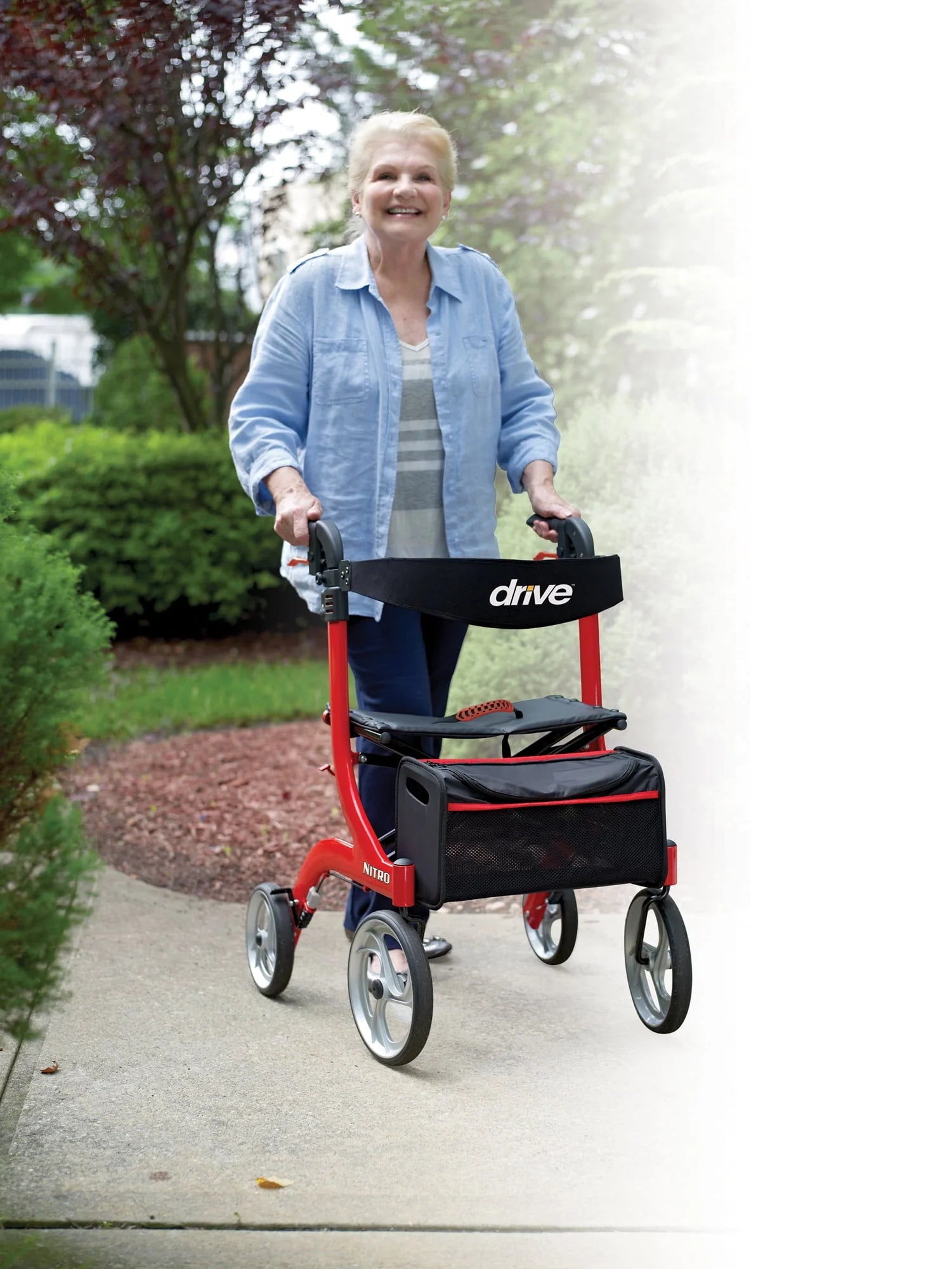 Drive Medical Nitro Euro Style Rollator Walker, Red P174003