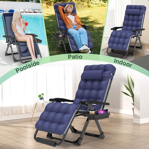 Suteck Zero Gravity Chair Reclining Camping Lounge with Removable Cushion and Cup Holder Z41184