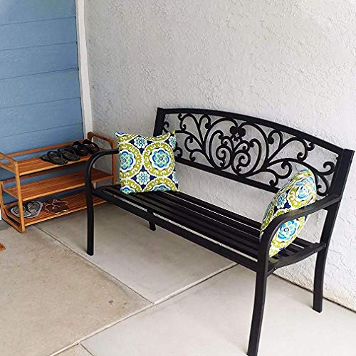 Outdoor Metal Garden Bench with Steel Frame J546097