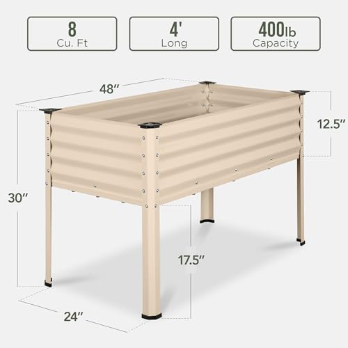 Best Choice Products 48x24x30in Galvanized Raised Garden Bed, Metal Elevated Planter Box, Dark Green S888804