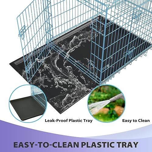 BestPet 42 Inch Folding Metal Wire Dog Crate with Double-Door and Removable Tray O49217