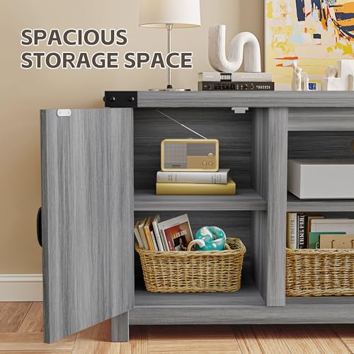 YESHOMY Modern Farmhouse TV Stand for TVs up to 65 Inch, Gray Wash O551446