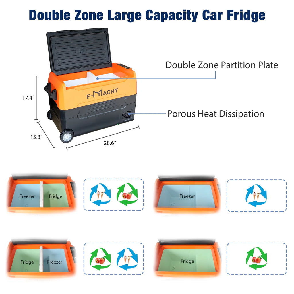 12V Portable Dual Zone Car Refrigerator 31.7QT with WiFi App Control N5786