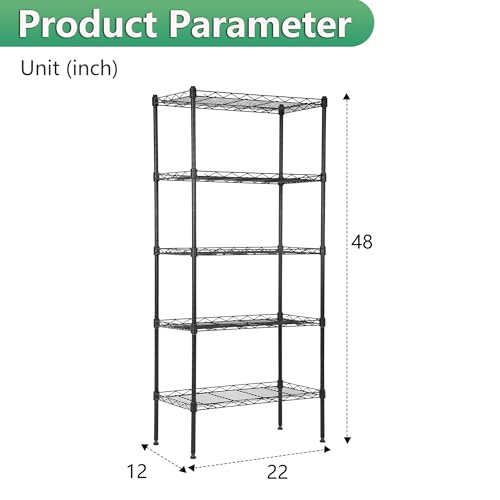 4 Tier NSF Wire Shelving Unit Heavy Duty Steel Storage Rack, Black X19089
