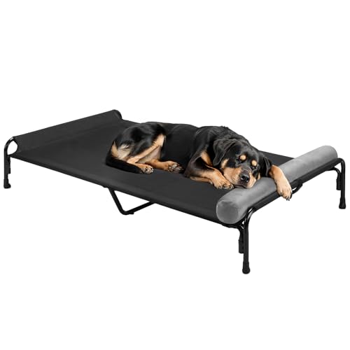 Veehoo Large Elevated Dog Bed, Outdoor Raised Cot with Removable Headrest, Breathable Washable Mesh R9070